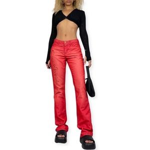 Vintage Flare Leg Jeans Mid Rise 2000s Grunge Made in Italy (XS-S)